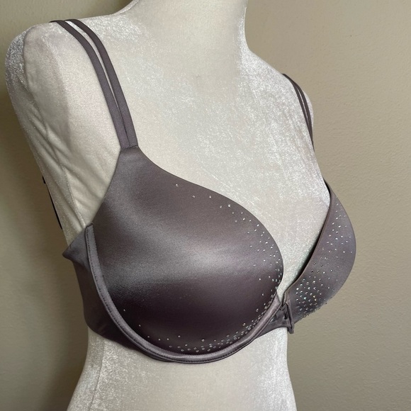 Victoria’s Secret Very Sexy Push-Up Crystal Rhinestone Embellished Grey Bra - Picture 2 of 16